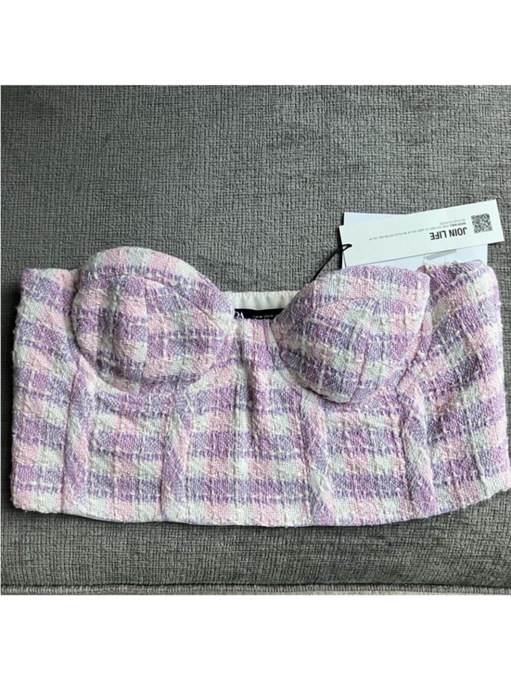 ZARA Tweed Crop Top Bustier Medium M NEW NWT